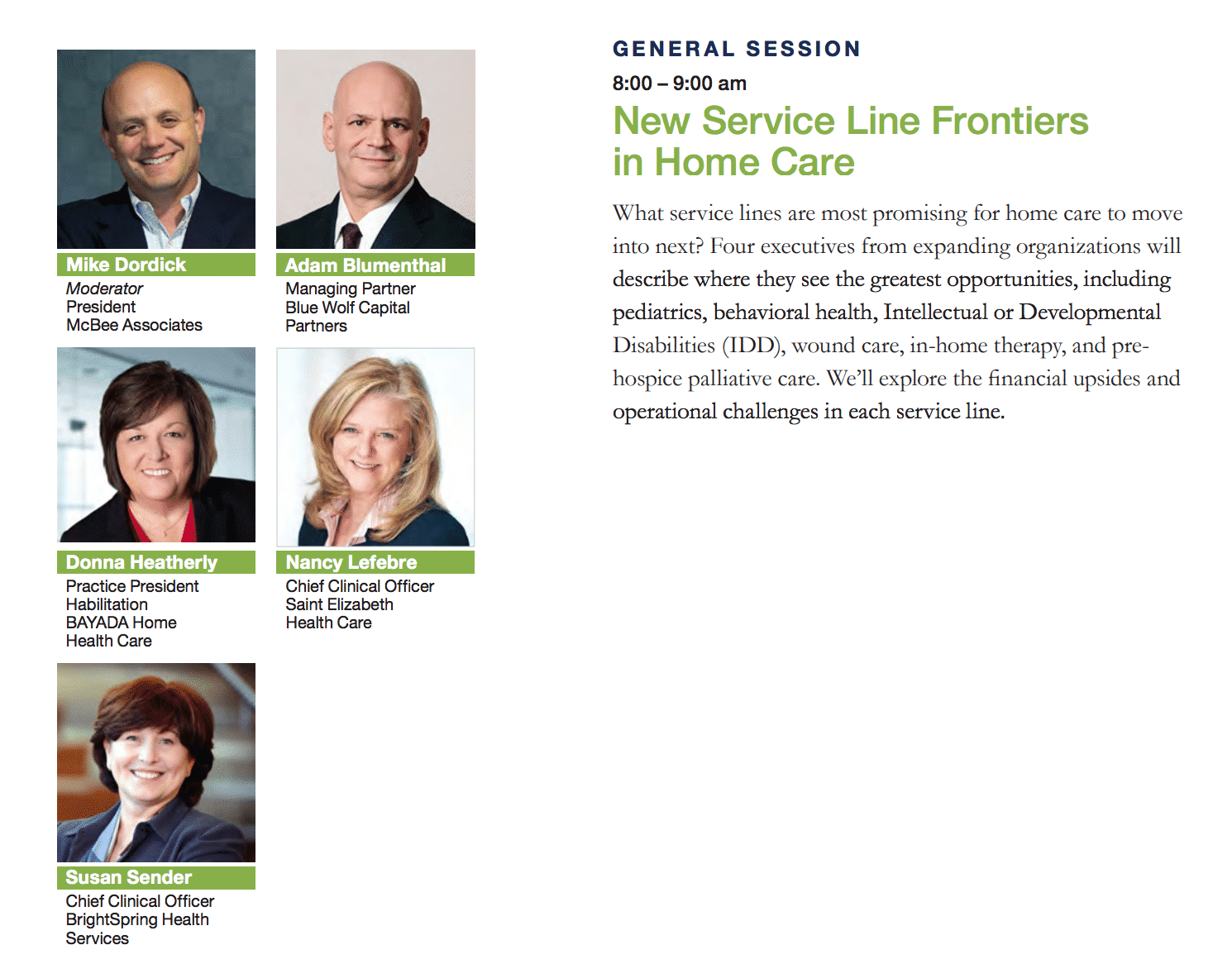general session: new service line frontiers in home care