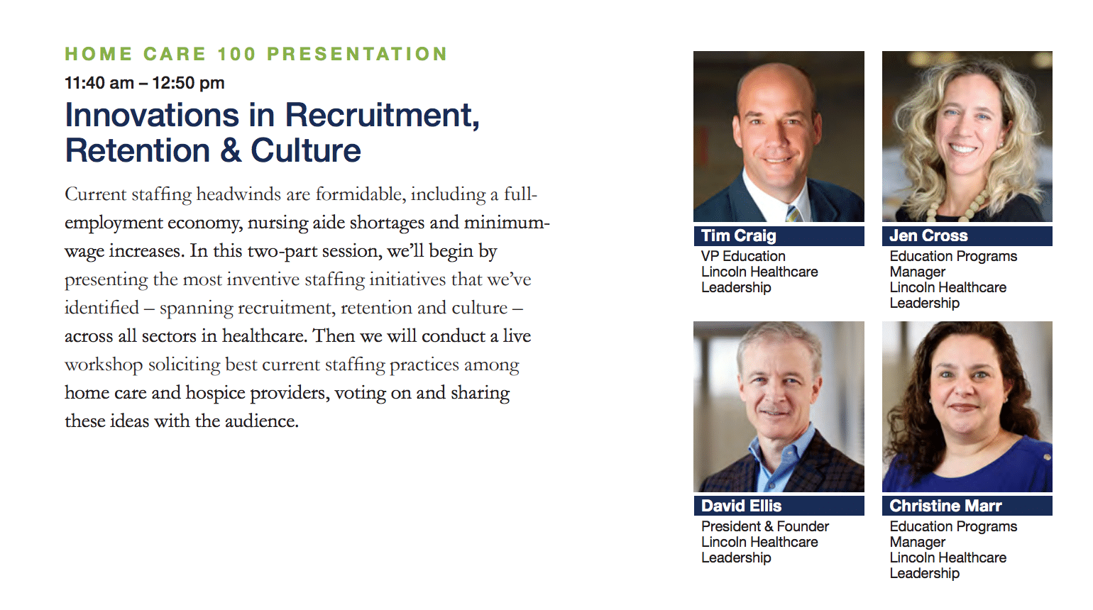Home Care 100 presentation: Innovations in recruitment, retention and culture